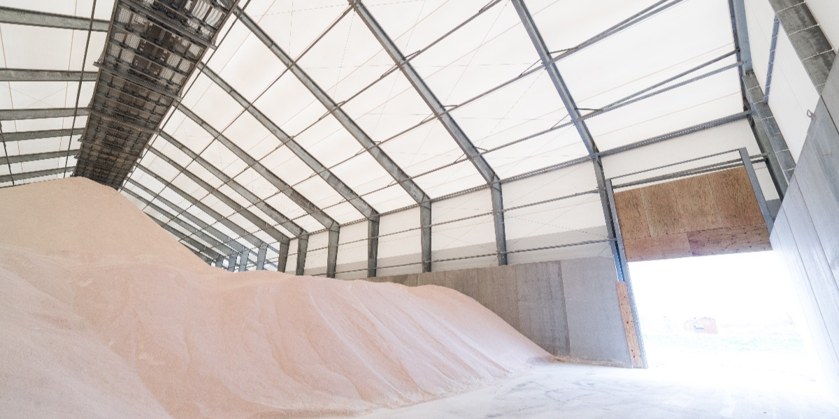 Photo of fabric storage for feed and grain