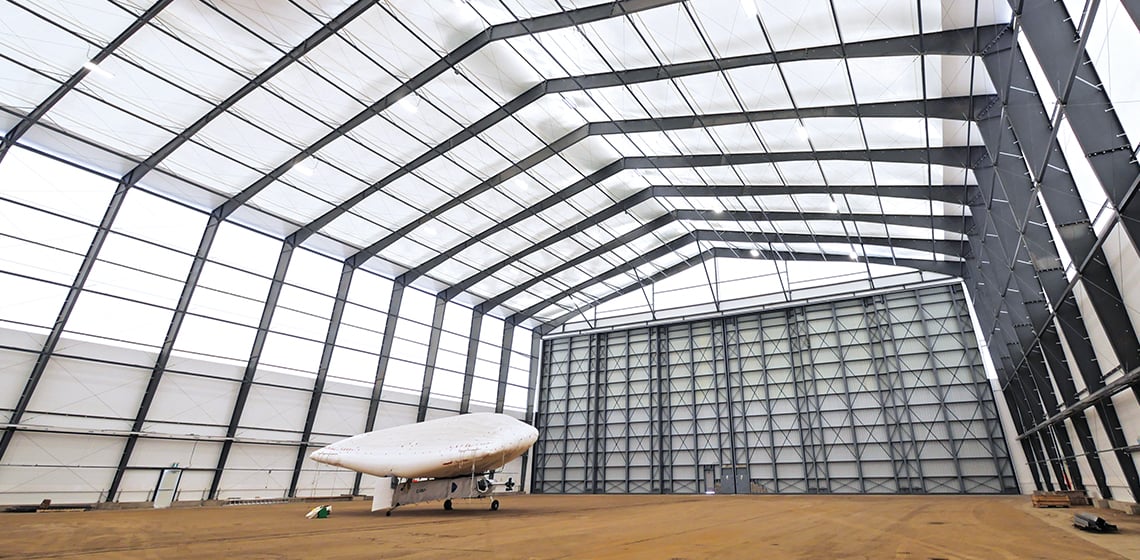 Off-Grid Aircraft Assembly Hangar for Solar Ship, Inc.